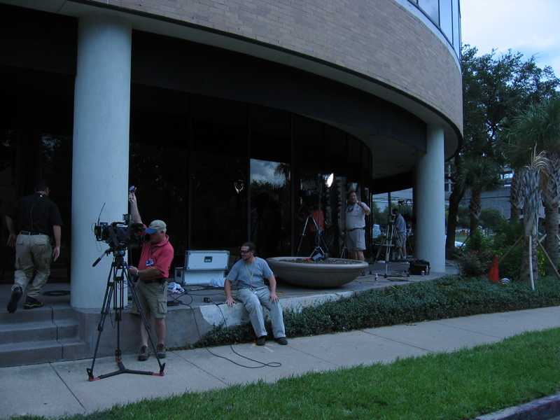 Media circus behind the Med Ctr Hilton (with Al Jazeera!)