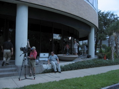 Media circus behind the Med Ctr Hilton (with Al Jazeera!)